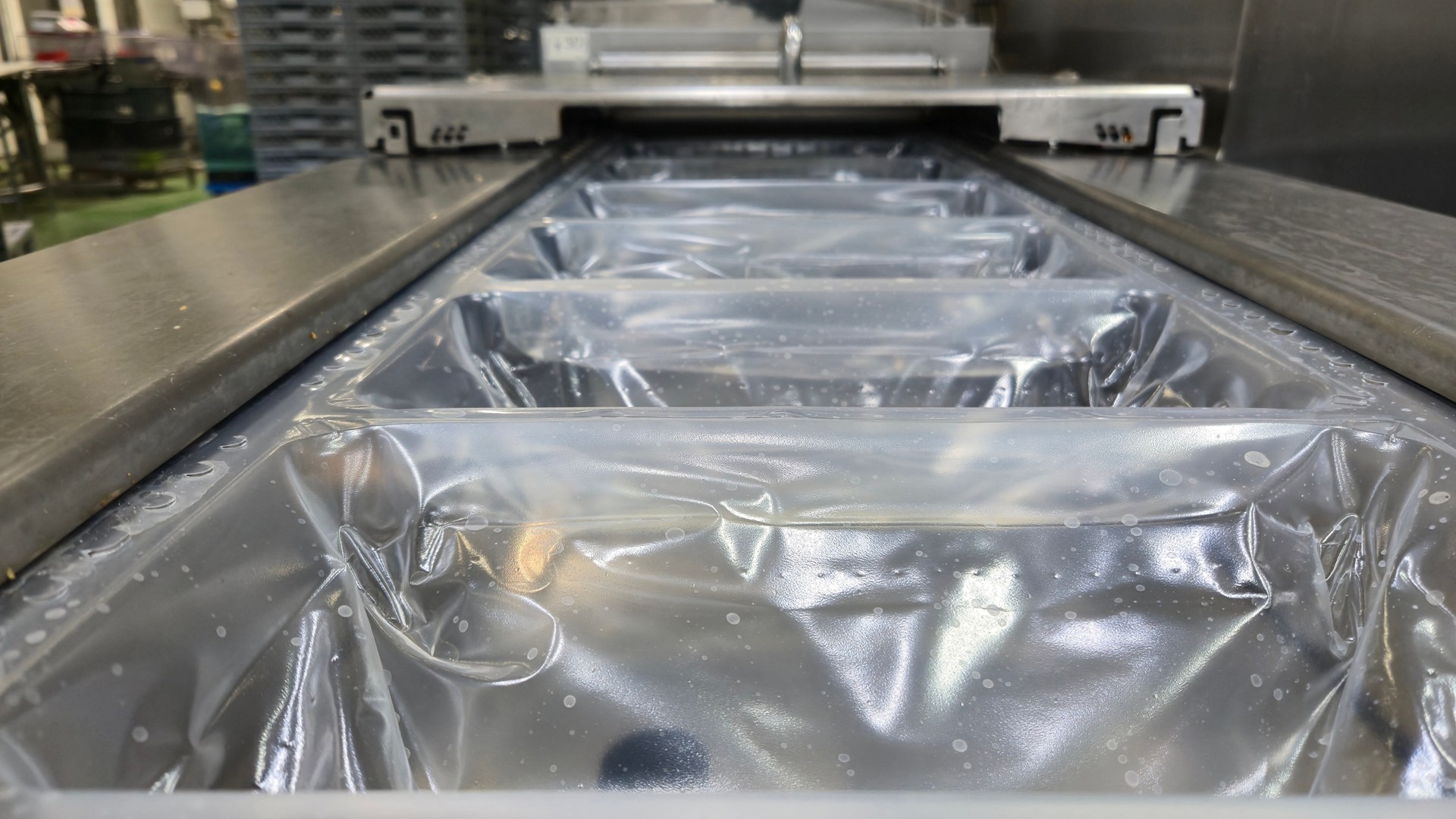 vacuum thermoforming packaging machine in food factory